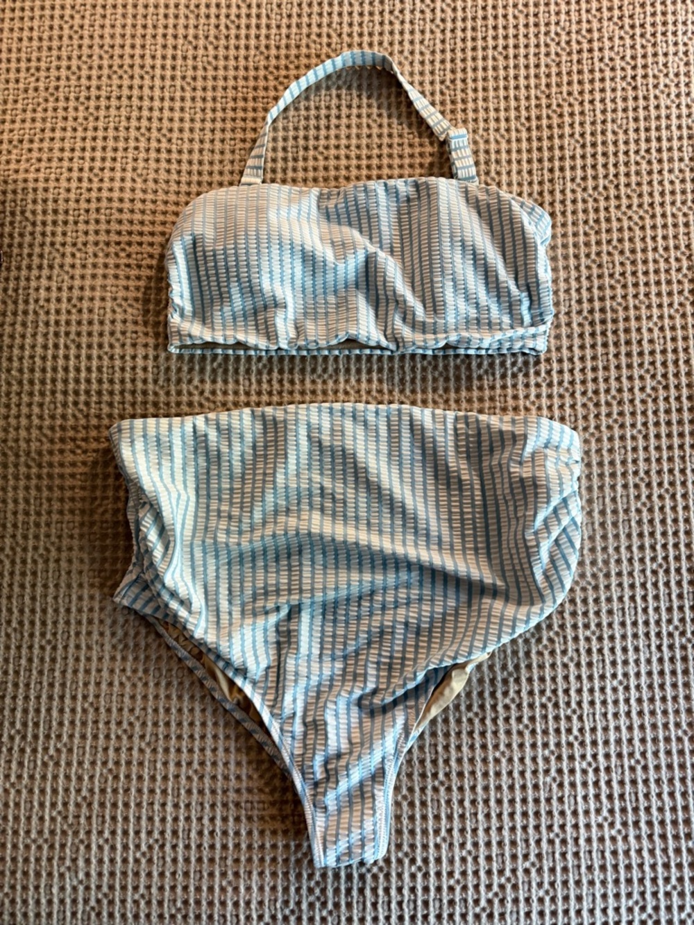 Old Navy Light Blue & White Striped Two-Piece Bikini